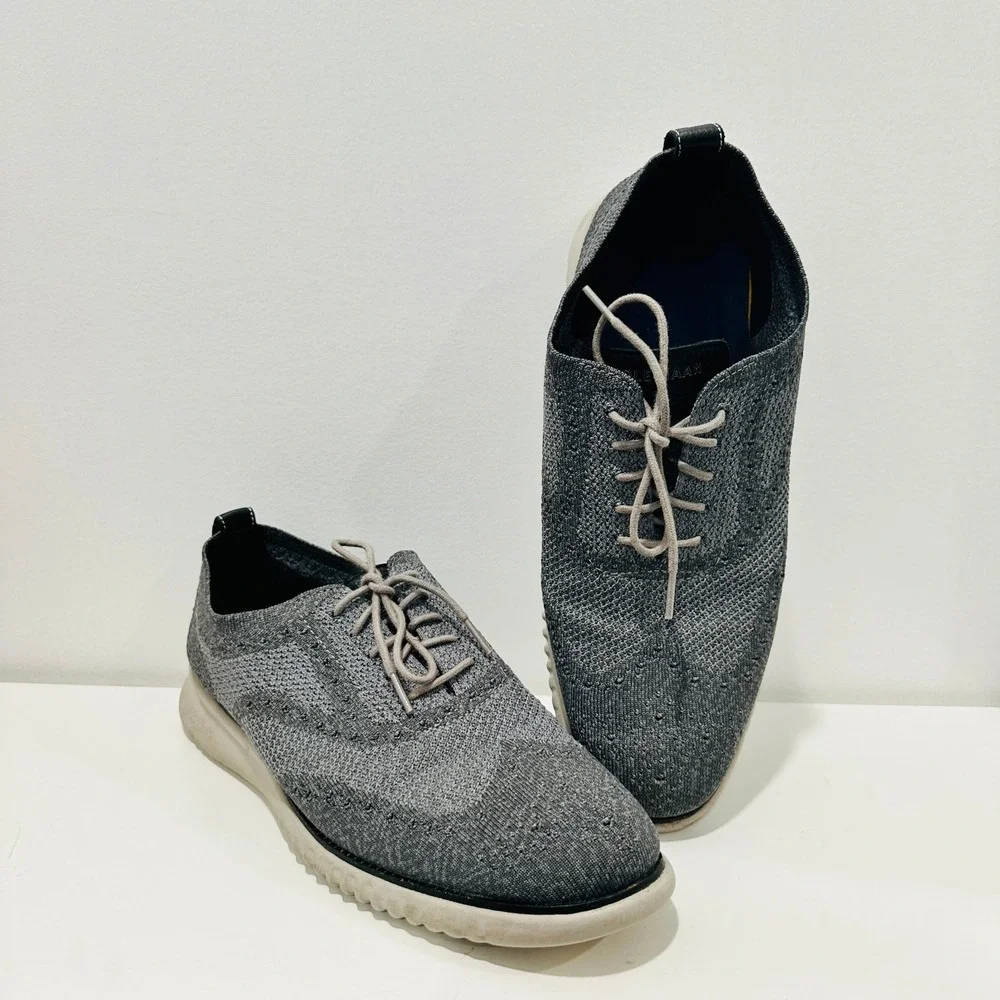 Cole‎ Haan Zerogrand Stitchlite Wingtip Oxford Gray Knit Mens Shoes C27565 11M